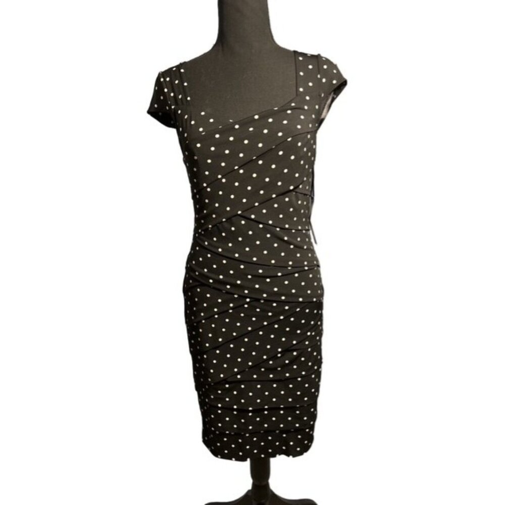 NWT White House Black Market Black/White Polka Dot Dress Sz 6